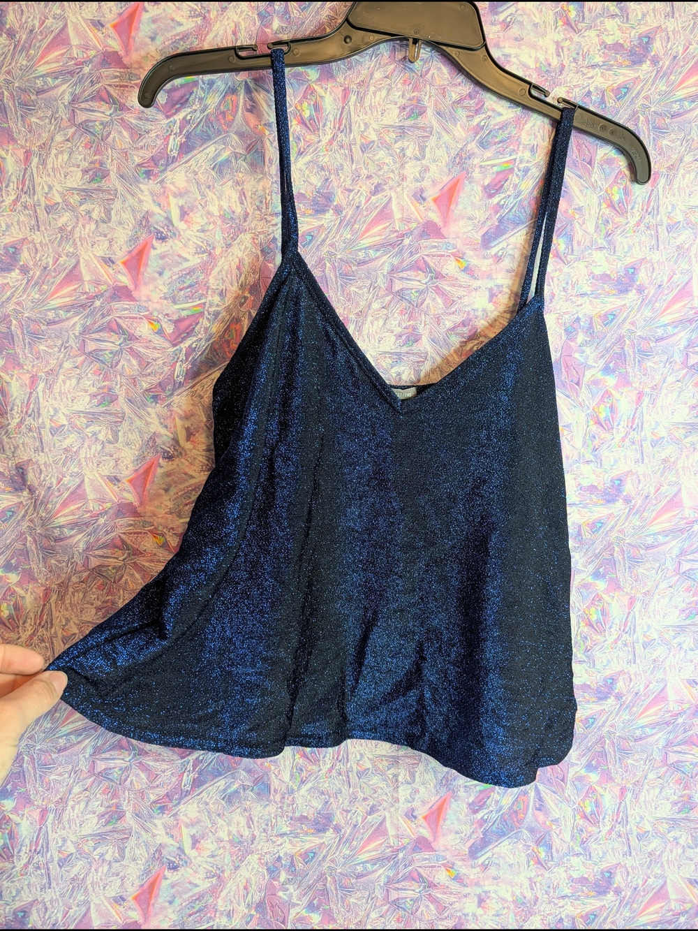 Urban Outfitters Sparkle Glitter Royal Blue Flowy Camisole Top Size M